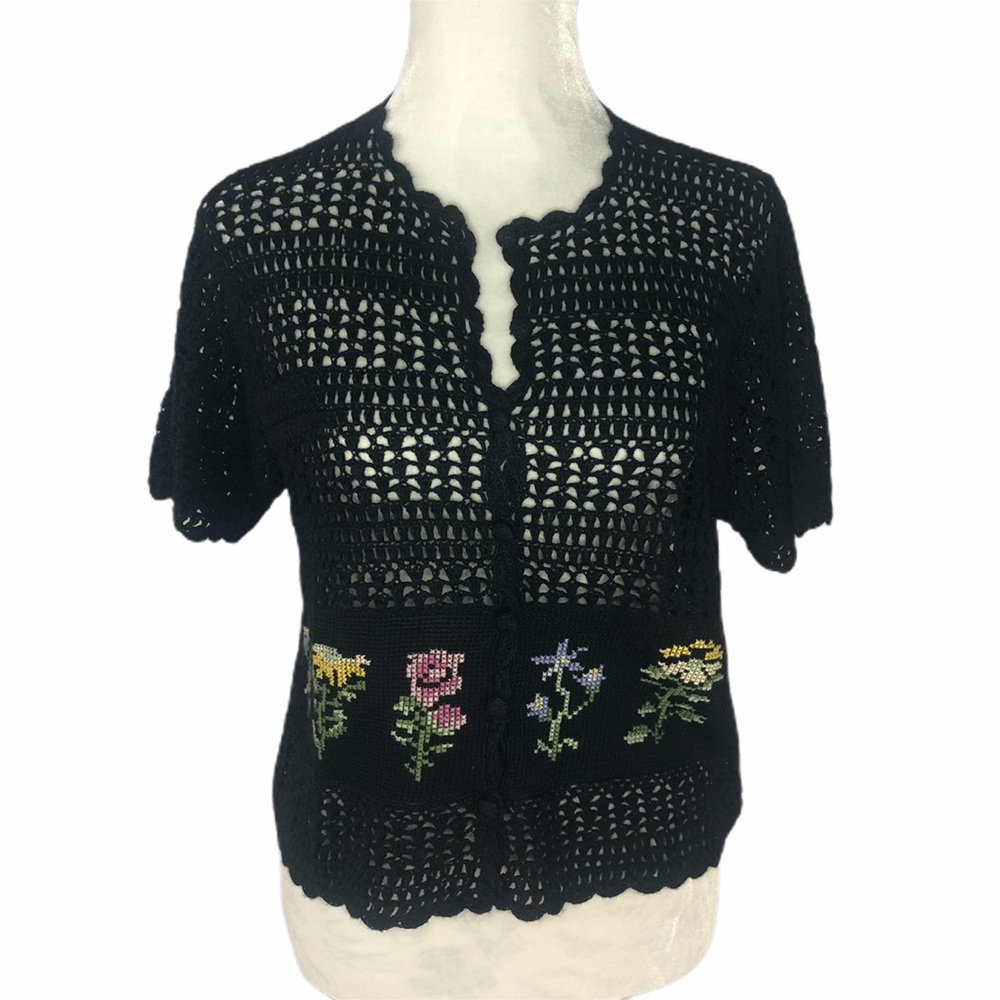 Teddi Vintage Woman’s Festival‎ Black Crochet Top